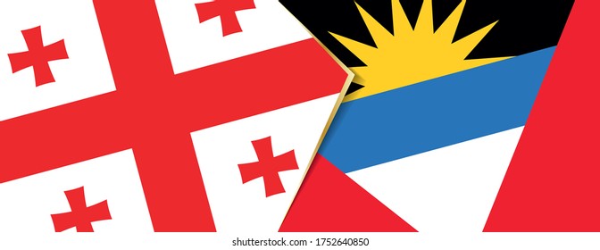 Georgia and Antigua and Barbuda flags, two vector flags symbol of relationship or confrontation.