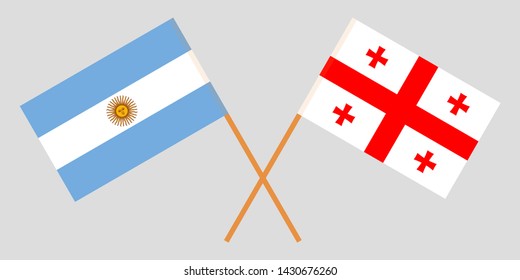 Georgia and Argentina. Crossed Georgian and Argentinean flags