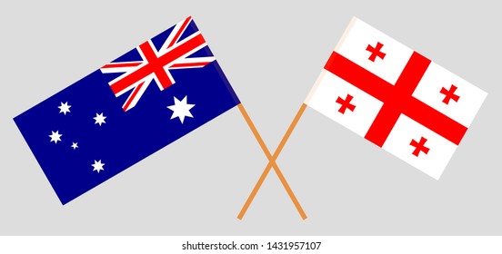 Georgia and Australia. Crossed Georgian and Australian flags