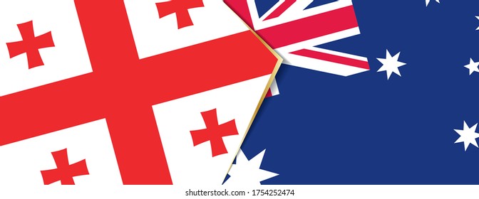 Georgia and Australia flags, two vector flags symbol of relationship or confrontation.