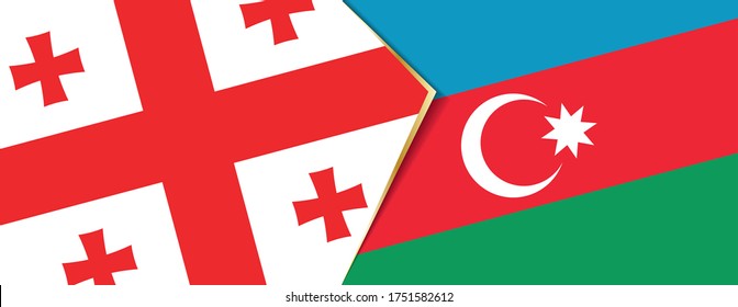 Georgia and Azerbaijan flags, two vector flags symbol of relationship or confrontation.
