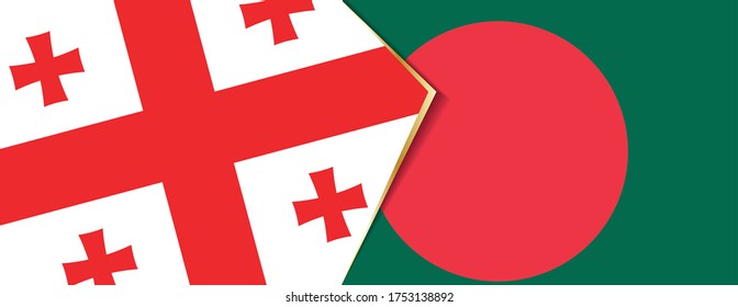 Banderas de Georgia y Bangladesh, dos banderas vectoriales símbolo de relación o enfrentamiento.