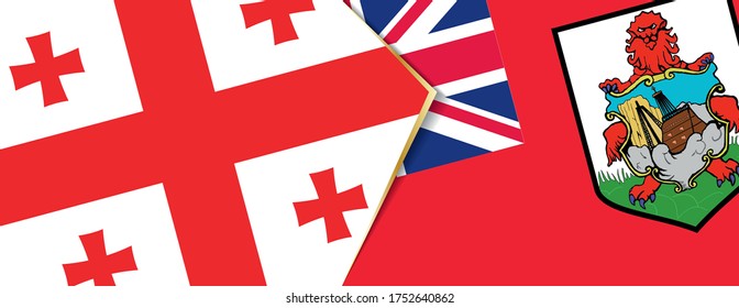 Georgia and Bermuda flags, two vector flags symbol of relationship or confrontation.