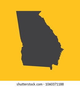 Georgia black map,border on orange background. Vector illustration.