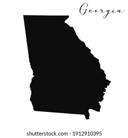 Georgia black silhouette vector map. Editable high quality illustration of the American state of Georgia simple map