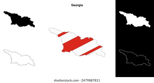 Georgia conjunto de mapas de esquema en blanco