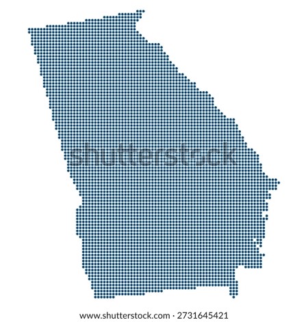Georgia Blue Dotted Map for Electric Mobility Hubs and Metaplant Supply Chains. Georgia state dotted map. 