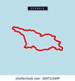 Georgien fett umrissene Rahmenkarte. Glossy roter Rand mit weichem Schatten. Länderkennzeichen. Vektorgrafik.