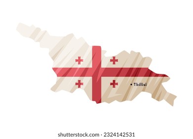 Georgia Border and Map with Flag Colors as Country Attribute Vector Illustration