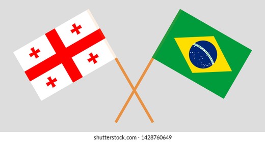 Georgia and Brazil. Crossed Georgian and Brazilian flags