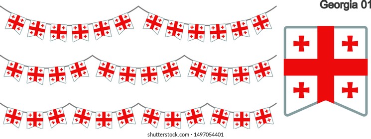 Georgia Bunting Flags Isolated on white Background. vector illustration.