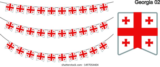 Georgia Bunting Flags Isolated on white Background. vector illustration.