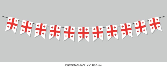 Guirnalda de bunting de Georgia, banderines de bandera georgiana, Anuncio patriótico, elemento decorativo de Vector