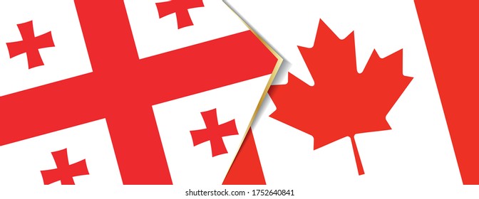 Georgia and Canada flags, two vector flags symbol of relationship or confrontation.