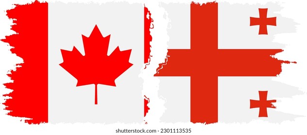 Georgia and Canada grunge flags connection, vector