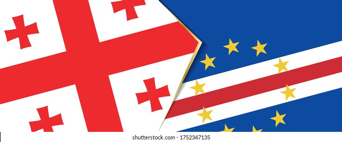 Georgia and Cape Verde flags, two vector flags symbol of relationship or confrontation.