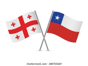 Georgia and Chile flags. Vector illustration.