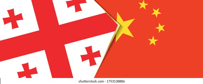 Georgia and China flags, two vector flags symbol of relationship or confrontation.