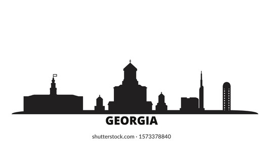 Georgia city skyline isolated vector illustration. Georgia travel black cityscape