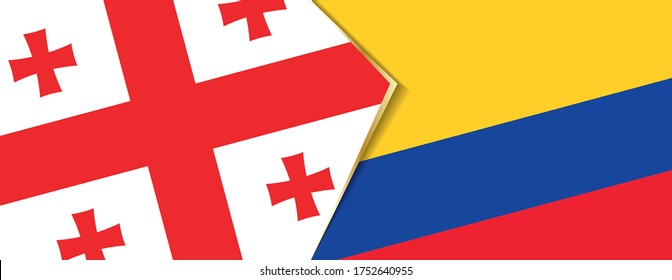 Georgia and Colombia flags, two vector flags symbol of relationship or confrontation.