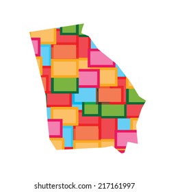 Georgia color squares map. Concept of diversity, counties, happy state. Vector icon