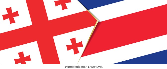 Georgia and Costa Rica flags, two vector flags symbol of relationship or confrontation.