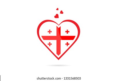 Georgia country flag inside love heart  design suitable for a logo icon design