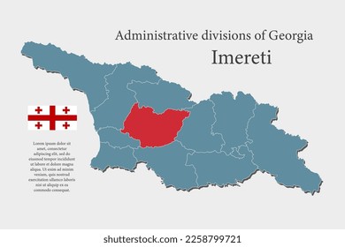 Georgia country - high detailed illustration map divided on regions. Blank Georgia map isolated on background. Vector template region Imereti for website, pattern, infographic, education