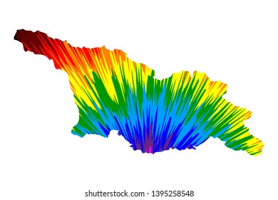 Georgia (country) - map is designed rainbow abstract colorful pattern, Georgia map made of color explosion,