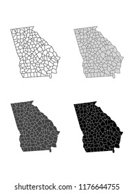 Georgia County Map (Gray, Black, White)