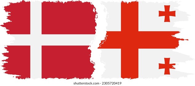 Georgia and Denmark grunge flags connection, vector