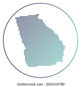 Georgia digital badge. Dotted style map of Georgia in circle. Tech icon of the us state with gradiented dots. Cool vector illustration.