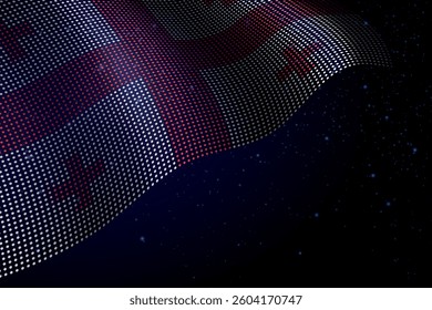 Georgia digital flag made of dots, waving over a starry dark background