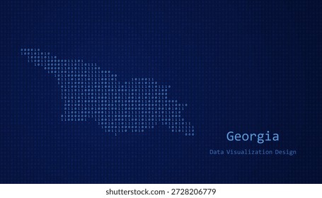 Georgia Mapa digital formado con unos y ceros para el diseño de visualización de datos