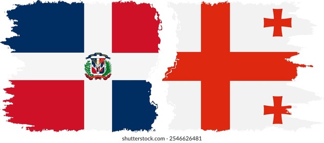 Georgia and Dominican Republic grunge flags connection, vector