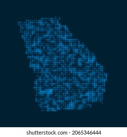 Georgia dotted glowing map. Shape of the us state with blue bright bulbs. Vector illustration.