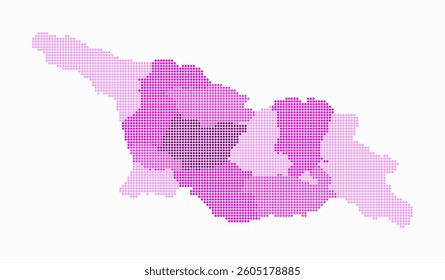 Georgia dotted map. Digital style map of the country on white background. Georgia shape with circle dots. Colored dots style. Small size circles. Classy vector illustration.