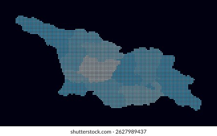 Geórgia pontilhou o mapa. Mapa de estilo digital do país sobre fundo escuro. Forma de Geórgia com pontos quadrados. Estilo de pontos coloridos. Quadrados de tamanho pequeno. Ilustração vetorial abstrata.