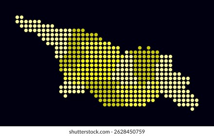 Georgia dotted map. Digital style map of the country on dark background. Georgia shape with circle dots. Colored dots style. Large size circles. Stylish vector illustration.