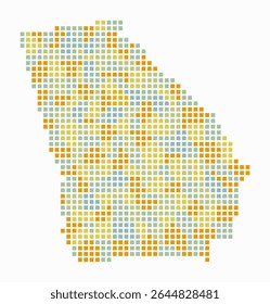 Georgia dotted map. Digital style map of the state on white background. Georgia shape with square dots. Colored dots style. Large size squares. Classy vector illustration.
