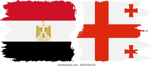 Georgia y Egipto grunge banderas de conexión, vector