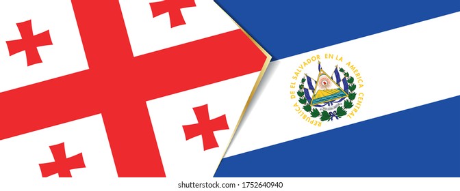 Georgia and El Salvador flags, two vector flags symbol of relationship or confrontation.