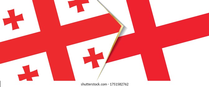 Banderas de Georgia e Inglaterra, dos banderas vectoriales símbolo de relación o confrontación.