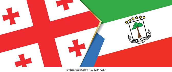 Die Flaggen Georgiens und Äquatorialguineas, zwei Vektorfahnen, Symbol für Beziehung oder Konfrontation.
