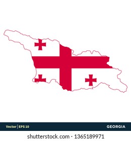 Georgia - Europe Countries Map and Flag Vector Icon Template Illustration Design. Vector EPS 10.