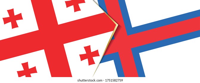 Georgia and Faroe Islands flags, two vector flags symbol of relationship or confrontation.