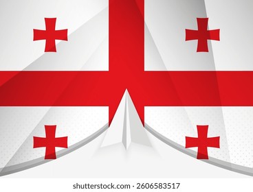 Georgia Flag with Abstract Paper Airplane Design, National Flag in a geometric folded paper style. Vector illustration.