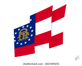 Bandera de Georgia en un diseño abstracto arrancado. Diseño moderno de la bandera de Georgia. Icono del vector.