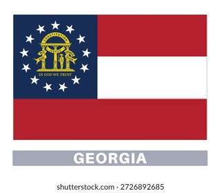 Bandera de Georgia. Banderas del Estado americano en colores y proporciones oficiales