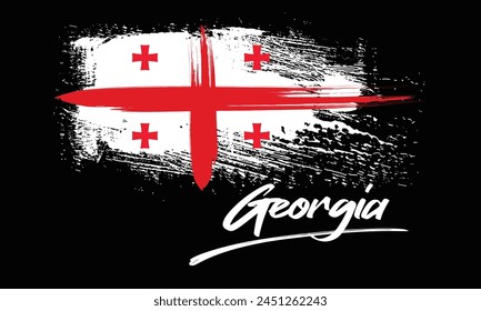Georgien Flagge Hintergrund von Pinseln, Pinselstrich Zeichnung der Georgien Flagge, Georgien bunte Pinselstriche gemalt Nationalflagge Ikone eps8